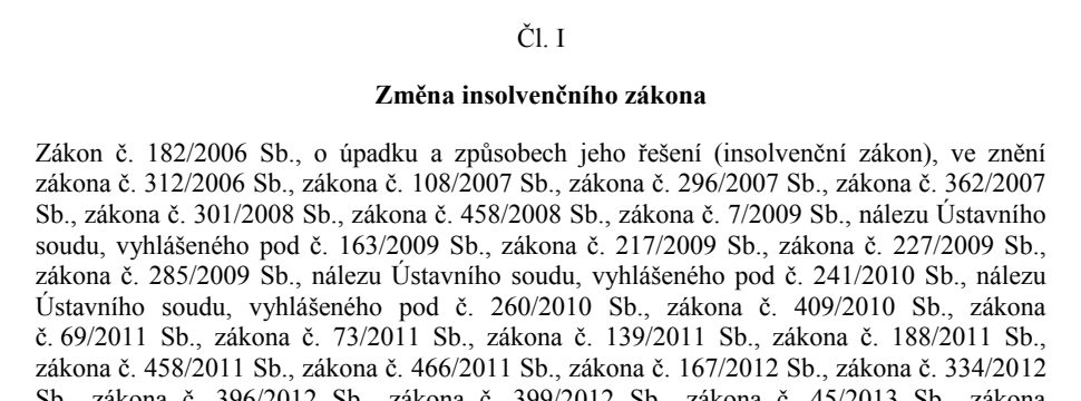 Výřez stránky: Vládní návrh novely insolvenčního zákona, 2018