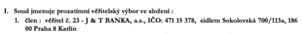 Výřez stránky: Usnesení MSPH 98 INS 723/2021-B-15, insolvenční rejstřík